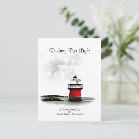 Duxbury Pier Light - Massachusetts Briefkaart (Staand voorkant)