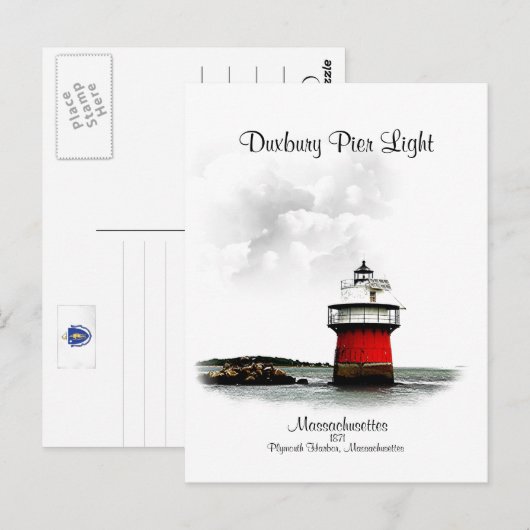 Duxbury Pier Light - Massachusetts Briefkaart (Voorkant / Achterkant)