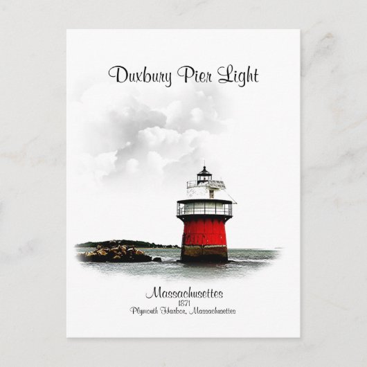 Duxbury Pier Light - Massachusetts Briefkaart (Voorkant)