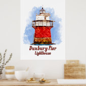 Duxbury Pier Lighthouse Aquarel - Massachusetts Poster (Keuken)