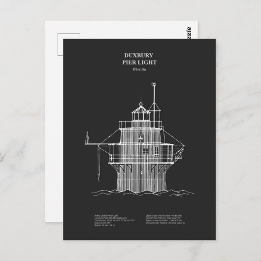 Duxbury Pier Lighthouse - Massachusetts - Verenigd Briefkaart (Voorkant / Achterkant)