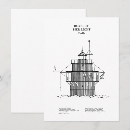 Duxbury Pier Lighthouse - Massachusetts - Verenigd Notitiekaartje (Voorkant / Achterkant)