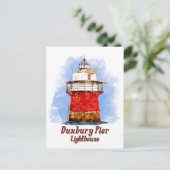 Duxbury Pier Lighthouse Waterverf - Massachusetts Briefkaart (Staand voorkant)
