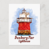 Duxbury Pier Lighthouse Waterverf - Massachusetts Briefkaart (Voorkant)