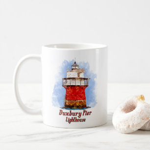 Duxbury Pier Lighthouse Waterverf - Massachusetts Koffiemok