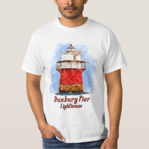 Duxbury Pier Lighthouse Waterverf - Massachusetts T-shirt