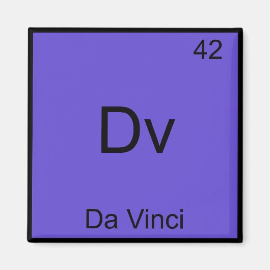 Dv - Da Vinci Grappige Chemie Elementsymbool T-shi Magneet (Voorkant)