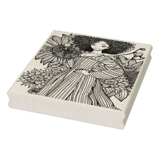 D'vinci Anime Girl Wood Art Stamp by BlackFace Rubberstempel