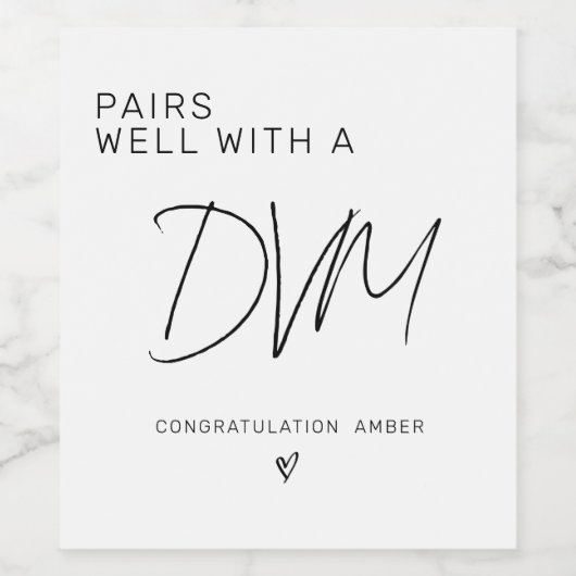 DVM diploma Doctor in de diergeneeskunde Afstudere Wijn Etiket (Enkel label)