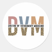 DVM Doctor in de diergeneeskunde, Leopard Print Ronde Sticker (Voorkant)