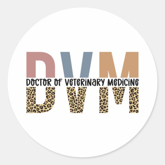 DVM Doctor in de diergeneeskunde, Leopard Print Ronde Sticker (Voorkant)