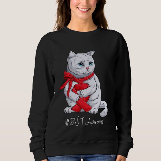 DVT Awareness Month Red Ribbon Cat Trui (Voorkant)