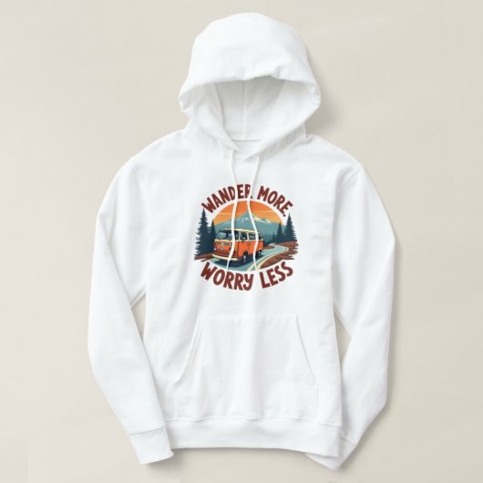 Dwaal meer, maak je minder zorgen - Retro Adventur Hoodie (Design voorkant)