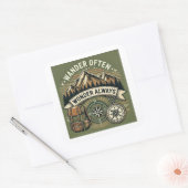 Dwaal vaak. Altijd benieuwd Vierkante Sticker (Envelop)