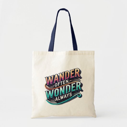 Dwaal vaak, vraag altijd | Inspirerend budget Tote Bag (Voorkant)