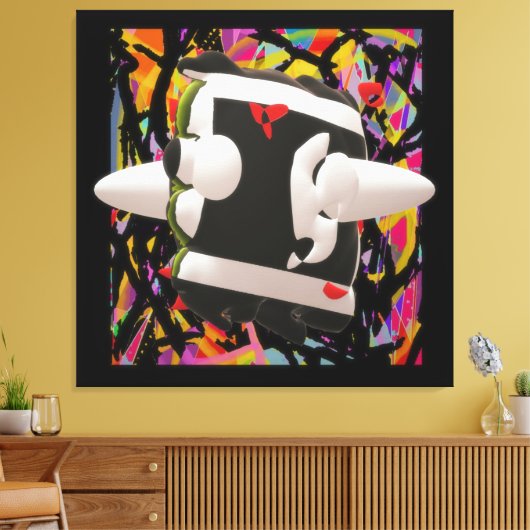 Dwaanzin in mozaïekdiepe kleuren zwart omlijst pos canvas afdruk (Insitu (Woonkamer))