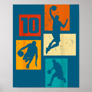 Dwaas 10 Basketbal 10e Basketbal Jaren Oud Spelen Poster