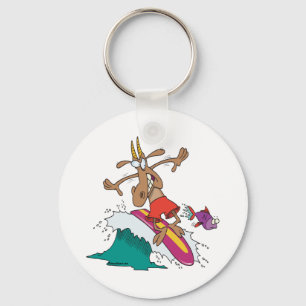 dwaas biljartgeit surfen surfer cartoon sleutelhanger