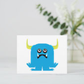 dwaas blauw monster briefkaart (Staand voorkant)