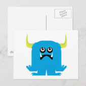 dwaas blauw monster briefkaart (Voorkant / Achterkant)