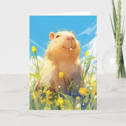 Dwaas Capybara Glimlach Kaart (Voorkant)