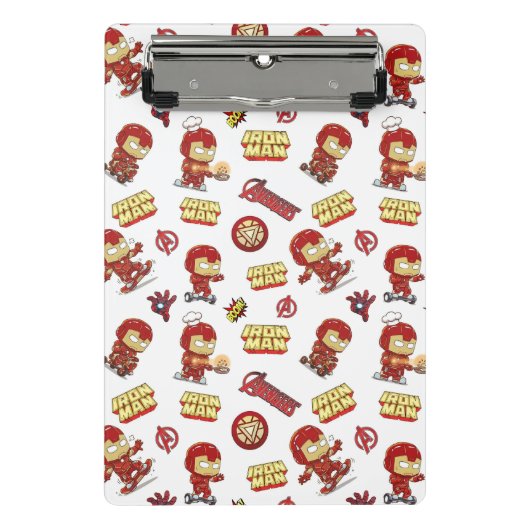 Dwaas Chibi Iron Man Naadloos Patroon - Superheld Mini Klembord (Voorkant)