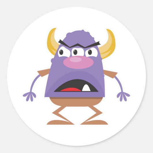 dwaas drie-ogig oger monster ronde sticker (Voorkant)