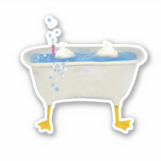 Dwaas eendje dat snorkelt in een badkuip sticker (Voorkant)