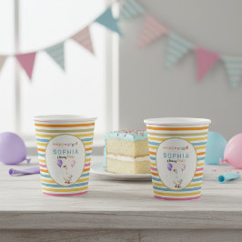 Dwaas Gans 5e Verjaardag Pastel Gestreepte Papiere Papieren Bekers