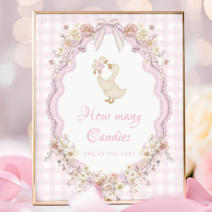 Dwaas Gans Babyshower Raad Hoeveel Snoepjes Poster