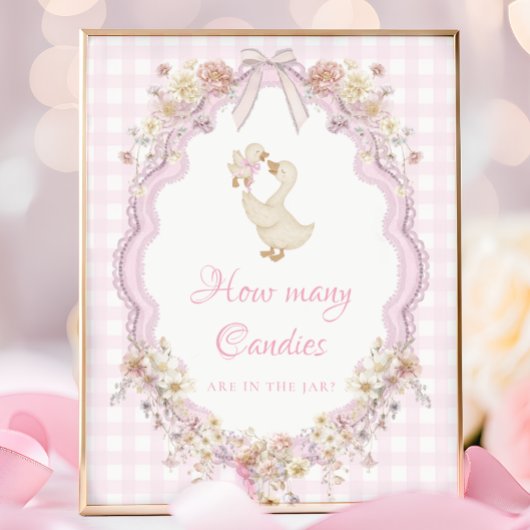 Dwaas Gans Babyshower Raad Hoeveel Snoepjes Poster