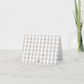 Dwaas Gans Beige Gingham Baby Shower Bedankkaart (Achterkant)