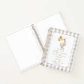 Dwaas Gans Beige Gingham Baby Shower Gastenboek Notitieboek (Binnen)