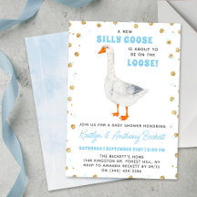 Dwaas Gans Blauw Aquarel Jongens Baby Shower
