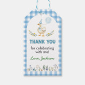 Dwaas Gans Blauw Bloemendankje Verjaardag Cadeaulabel (Voorkant)