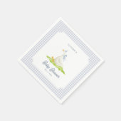 Dwaas Gans Blauw Gingham Baby Shower Servetten (Hoek)