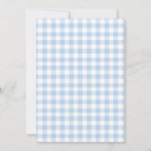 Dwaas Gans Blauw Gingham Baby Shower Uitnodiging (Achterkant)