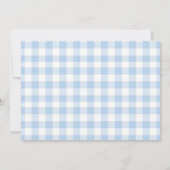 Dwaas Gans Blauw Gingham Baby Shower Uitnodiging (Achterkant)