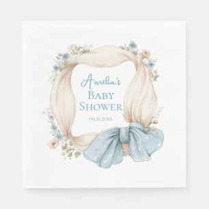 Dwaas Gans Blauwe Bloemige Baby Shower Servetten