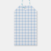 Dwaas Gans Blauwe Gingham Jongens Verjaardag Cadea Cadeaulabel (Achterkant)