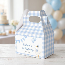 Dwaas Gans Blauwe Gingham Jongens Verjaardag Favor Bedankdoosjes