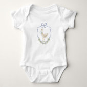 Dwaas Gans Blauwe strik Wapenschild Baby shower Romper (Voorkant)