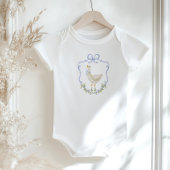 Dwaas Gans Blauwe strik Wapenschild Baby shower Romper