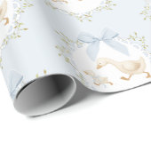 Dwaas Gans Blauwe Strik Whimsical Preppy Cadeaupapier (Rol Hoek)
