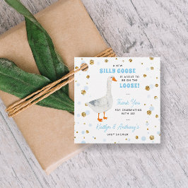 Dwaas Gans Blauwe Waterverf Jongens Baby Shower Bedankjes Labels