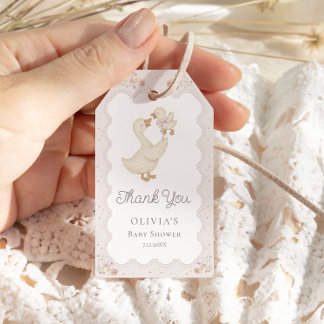Dwaas Gans Bloemrijke Baby Shower Bedank Cadeautag Cadeaulabel