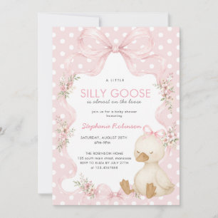 Dwaas Gans Coquette Roze Stippen Baby Shower Kaart