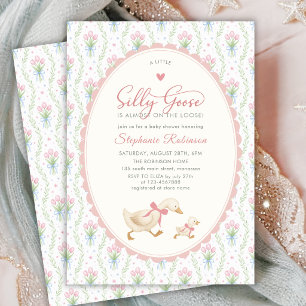 Dwaas Gans Coquette Roze Stippen Baby Shower Kaart