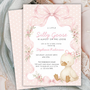 Dwaas Gans Coquette Roze Strik Stippen Baby Shower Kaart