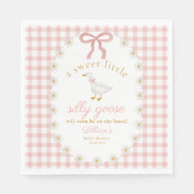 Dwaas Gans Cottagecore Roze Gingham Baby Shower